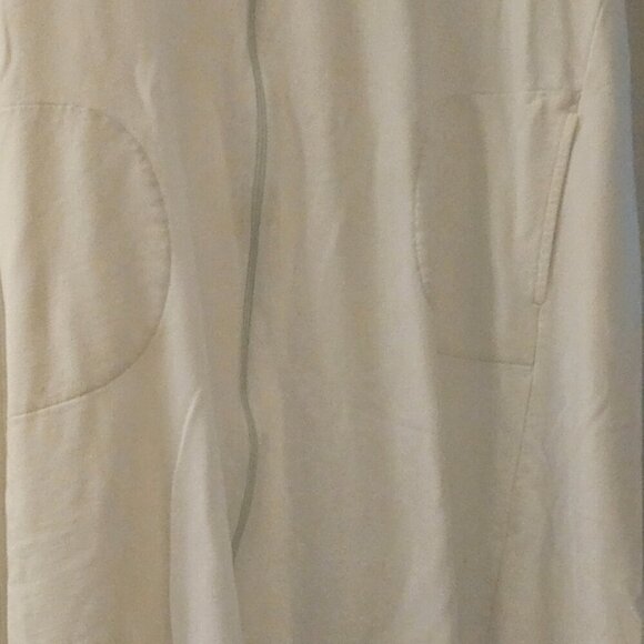 Miss Elaine white robe green floral embroidery pockets zip up L - Picture 5 of 12